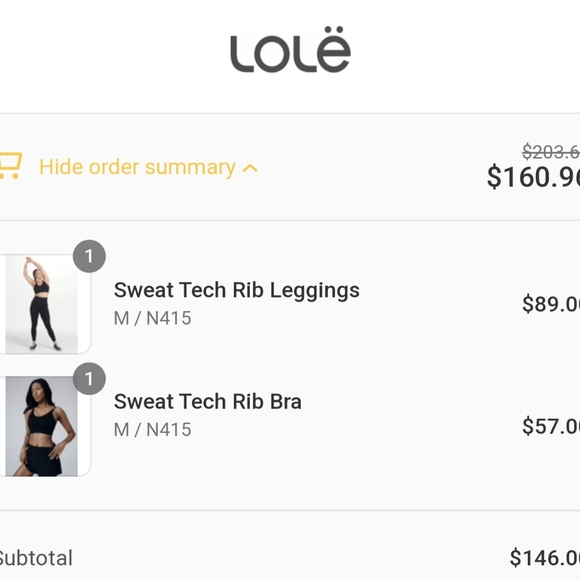Lolë Workout Kit - Sweat Tech Rib Bra & Leggings - Picture 5 of 14
